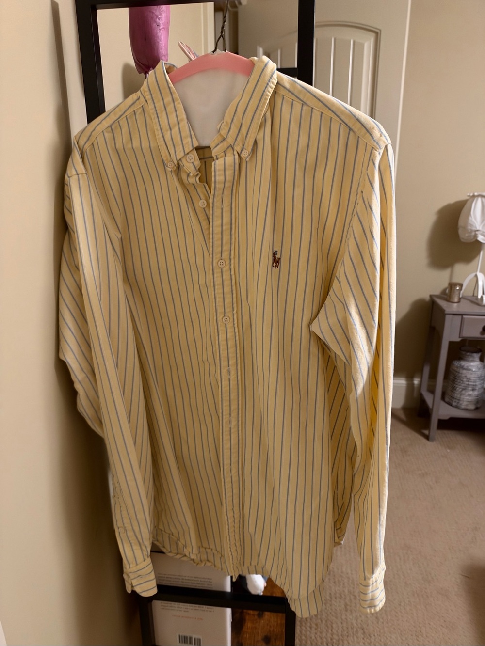 Ralph Lauren Yellow Shirt with Blue Stripes Button-Down